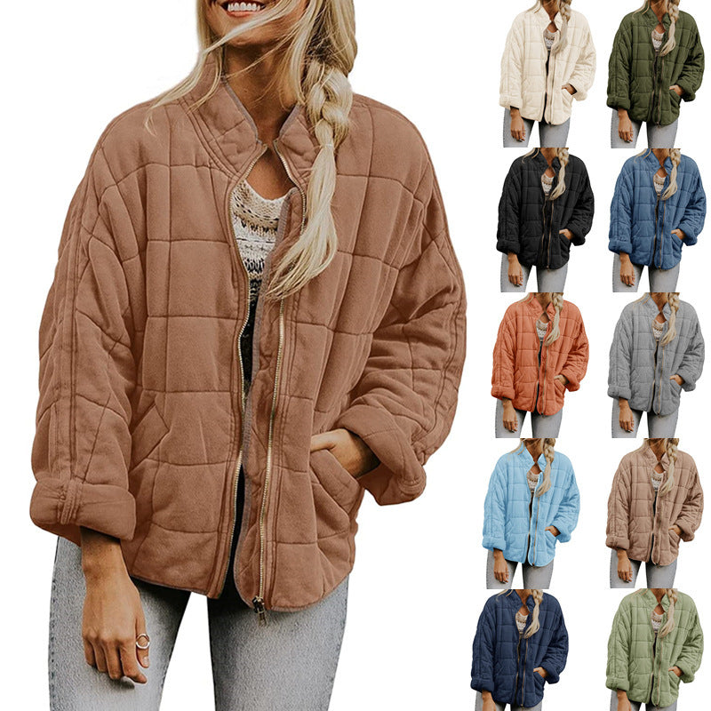 Winter Zip-up Stand Collar Coat With Pockets Fashion Solid C | Other