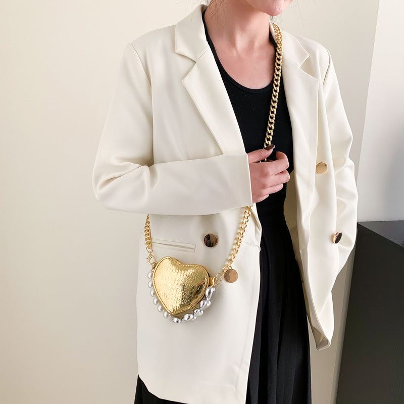Mini Love-shape Pearls Handbag Fashion Cute Chain Lipstick B | Luggage & Bags