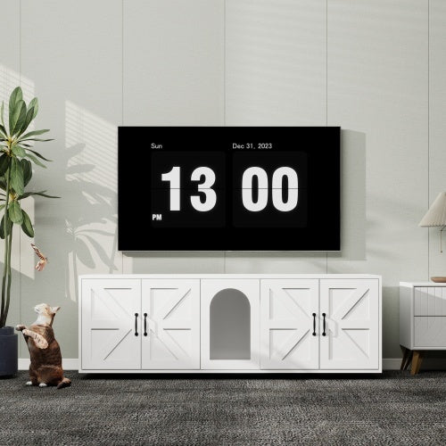 Modern Cat Litter Box Furniture With Double Room, Wooden Cat | Home & Garden