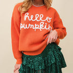 Women's Halloween Contrast Color Embroidery Crew Neck Pullov | Other