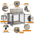 Furniture Style Dog Cage Side Table With Wheels With Double | Home & Garden