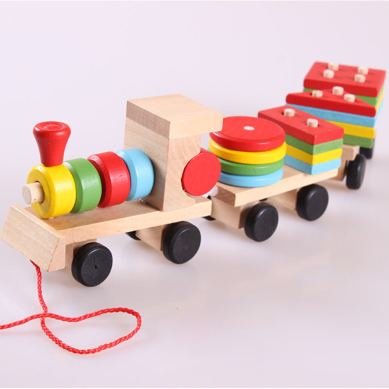 Wooden Train Three-section Tractor Toy Children's Intelligen | Electronic Learning Toys