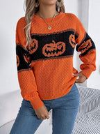 Halloween Pumpkin Pullover Sweater Fashion Long Sleeve Knitt | Other