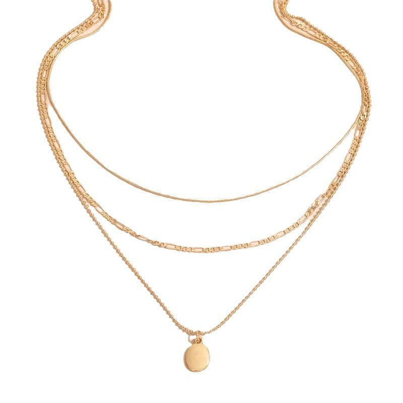 Vintage Geometric Metal Oval Pendant Necklace | Jewelry & Accessories