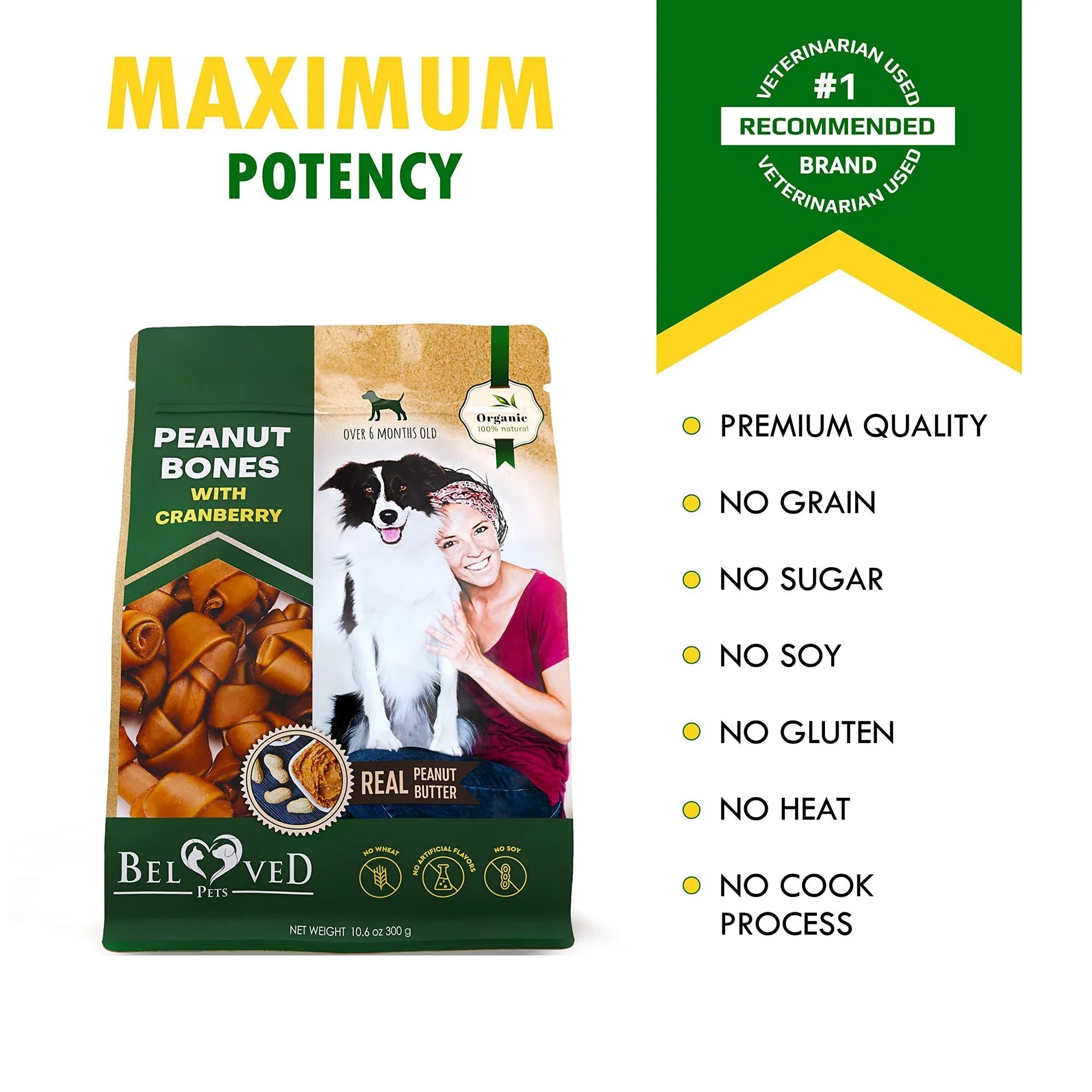 Dog Peanut Butter Bones With Cranberry Rawhide Free Chew Tre | Other