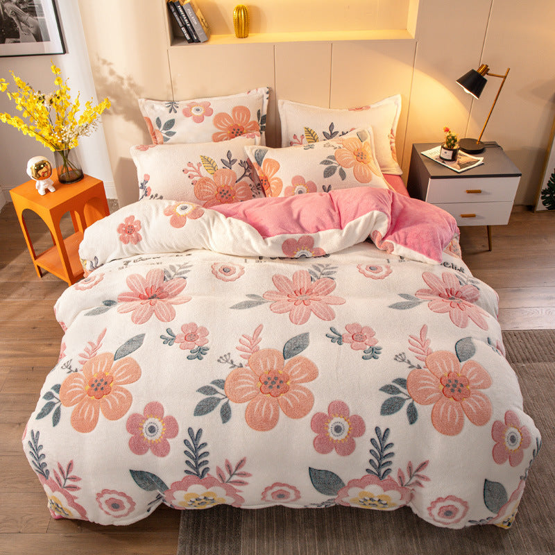Four-piece Bedding With Velvet Sheets To Keep Warm Milk Velv | Other
