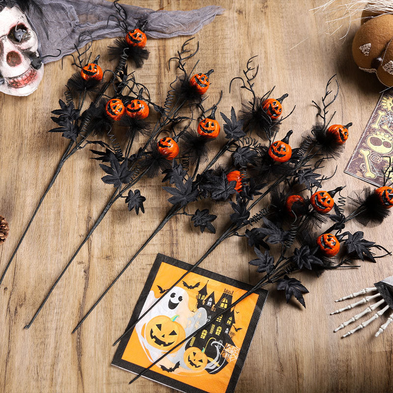 Halloween Decorations Black Horror Pumpkin Twig Cutting Bouq | Other