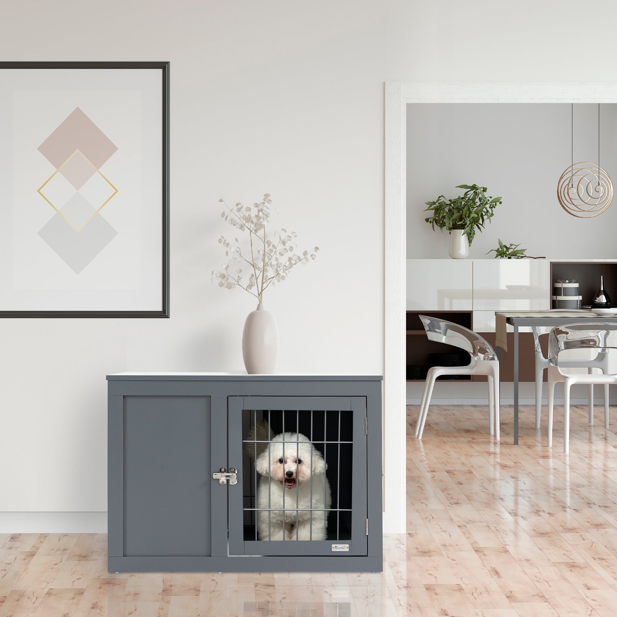 Dog Cage Furniture Metal Indoor Pet Cage Cage, Double Door E | Home & Garden