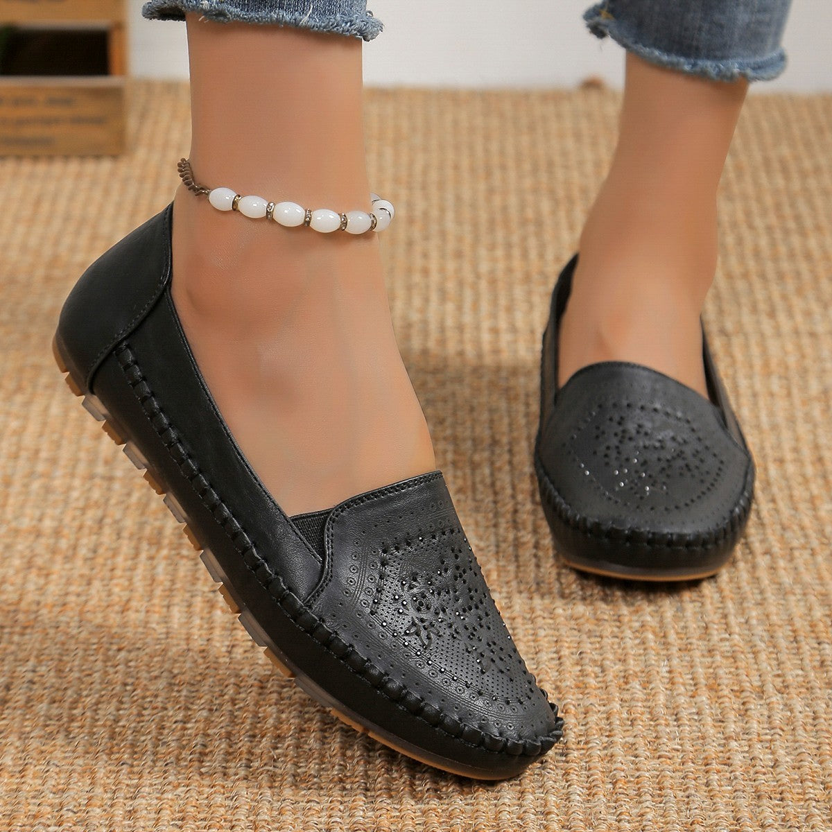 Handmade Stitching Gommino Solid Color Casual Women's Shoes | Shoes