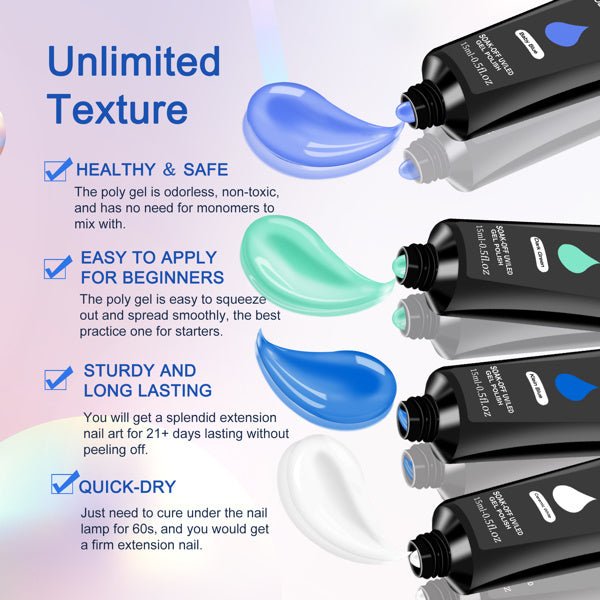 6 Pcs Polygel Nail Kits With Uv Light, Sliding Solution, Top | Other
