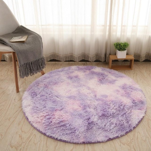 Fluffy Round Rug Carpets For Living Room Decor Faux Fur Carp | Other