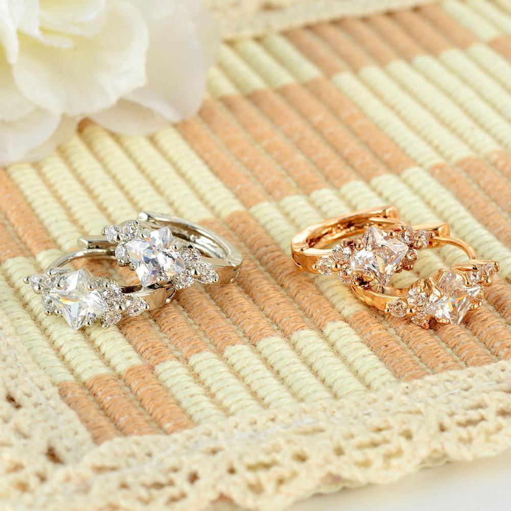 European And American Personalized Square Zircon Earrings | Jewelry & Accessories