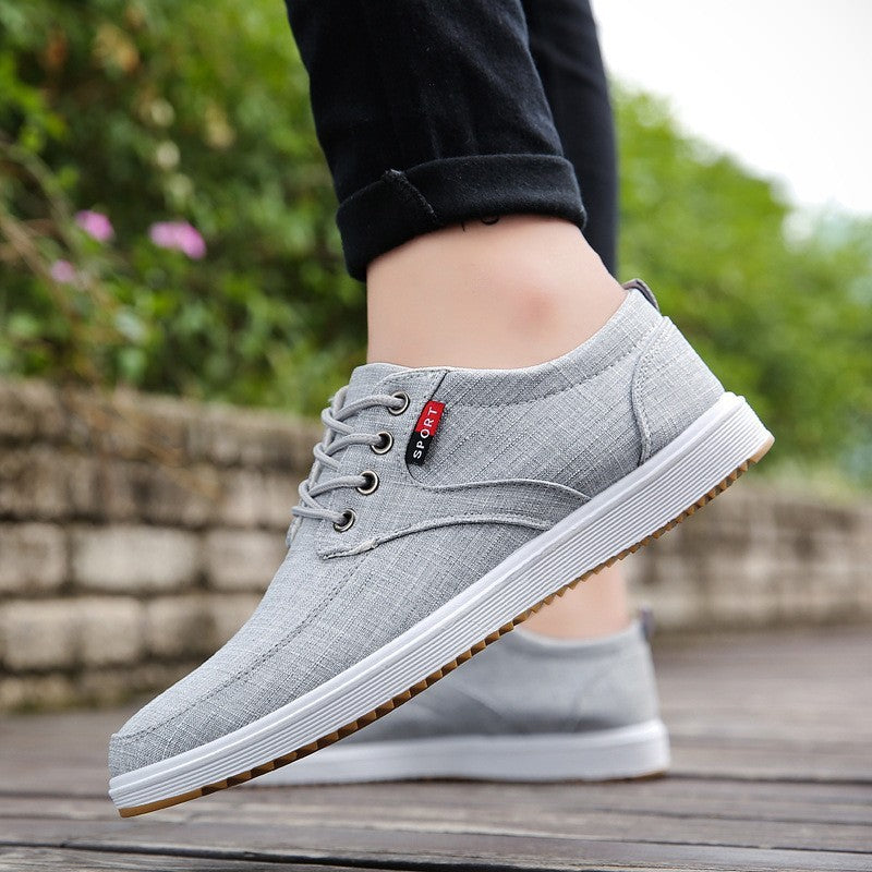 Men's Lace-up Canvas Shoes Casual Men Breathable Walking Fla | Shoes