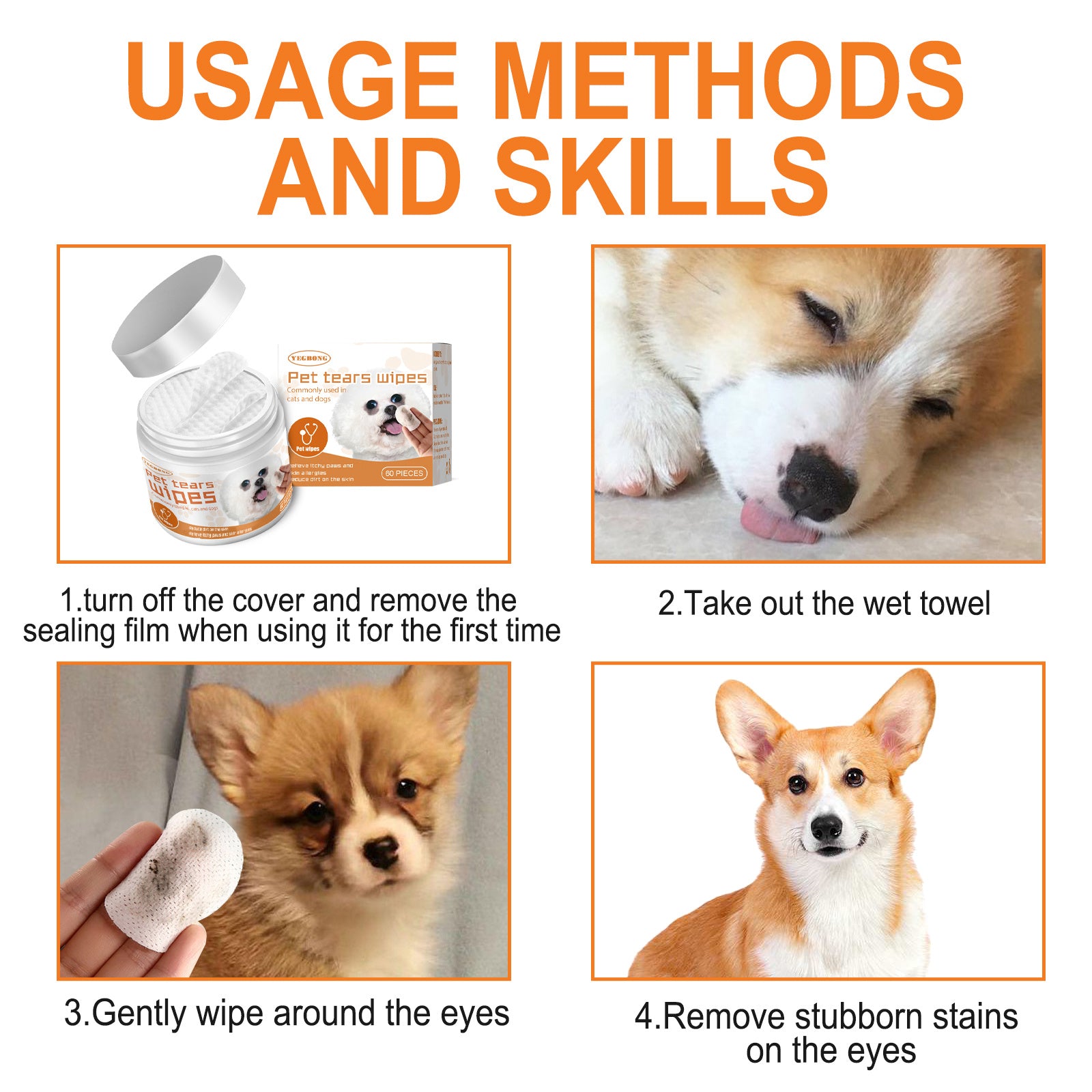 Yegbong Pet Wipes Clean, Dogs And Cats Tear Stains Eye Clean | Other
