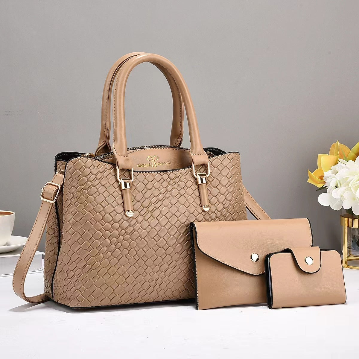 Woven Texture Three-piece Set Large Capacity One Shoulder Co | Other