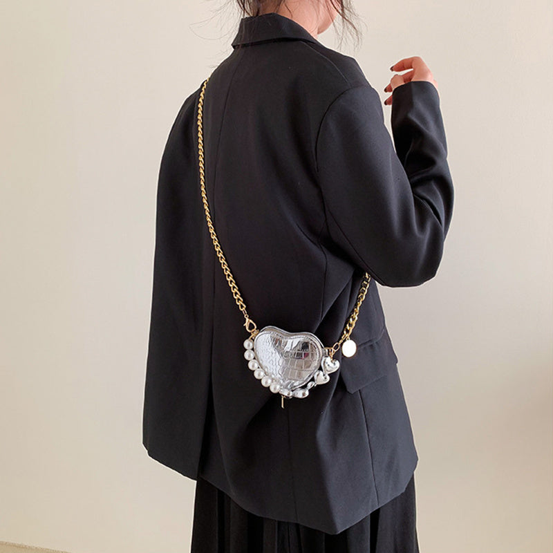 Mini Love-shape Pearls Handbag Fashion Cute Chain Lipstick B | Luggage & Bags
