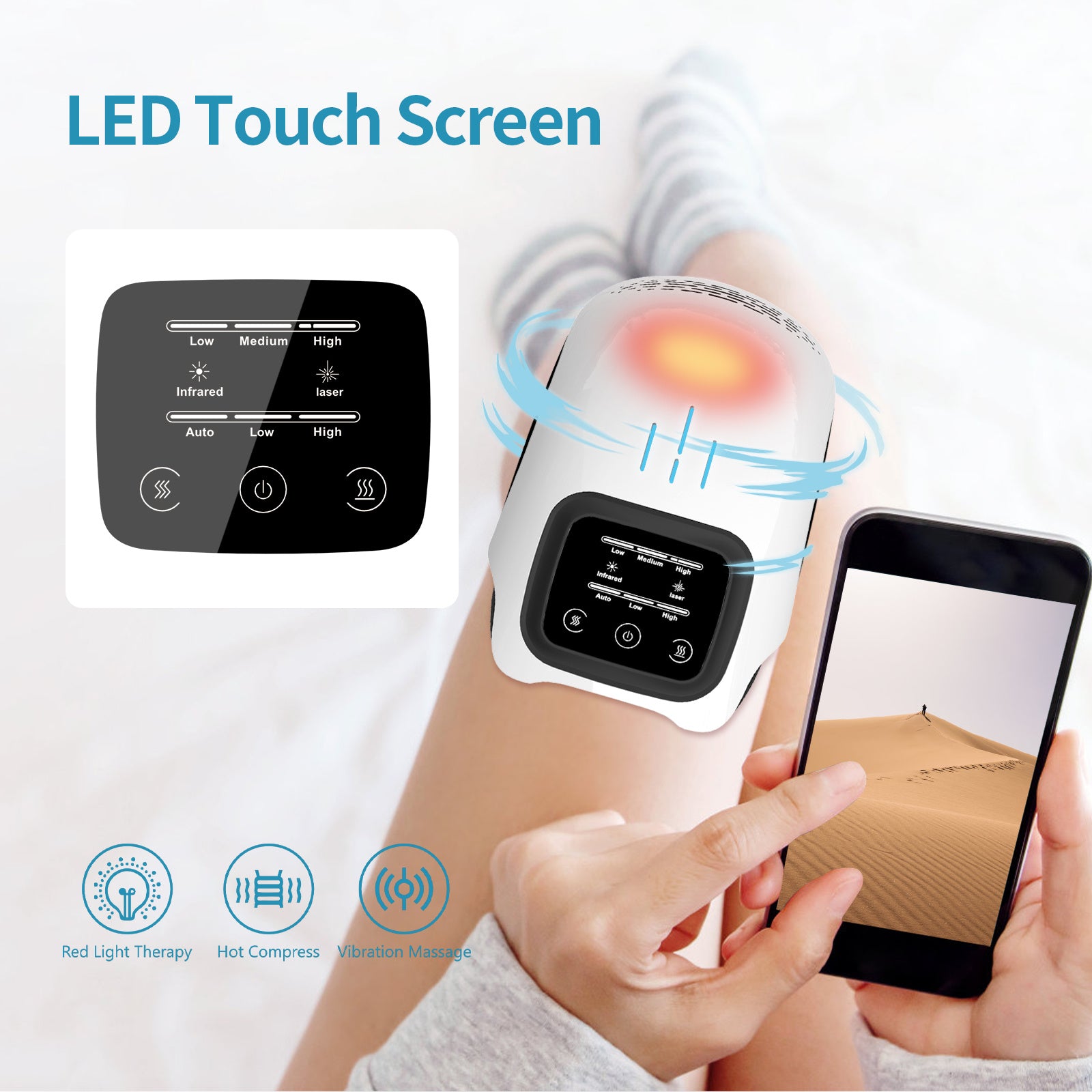Intelligent Heated Knee Massager – Infrared, Vibration & Pain Relief Therapy