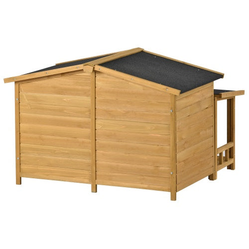 Large Wooden Dog House Outdoor Hut Style With Porch, 2 Doors | Other