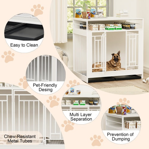 43.3 Inch Large Dog Kennel Furniture, Wooden Kennel With Div | Home & Garden