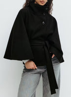 Winter High Neck Batwing Sleeve Coat With Belt Fashion Loose | Other