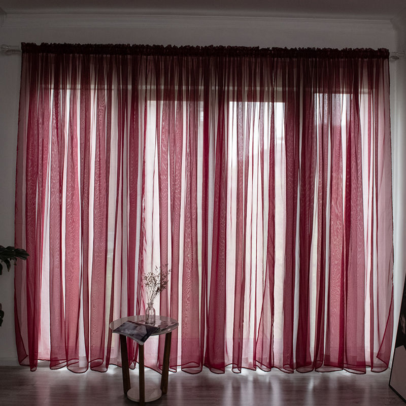 Simple And Modern Balcony Solid Color Gauze Curtain | Other