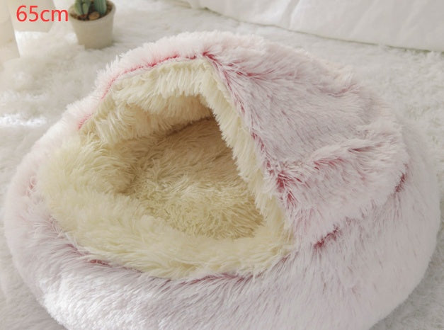 2 In 1 Dog And Cat Bed Pet Winter Bed Round Plush Warm Bed H | Other