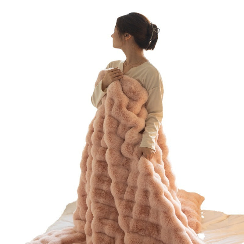 Polyester Carpet Rabbit Bubble Velvet Thickened Nap Blanket | Other