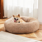 24 Inch Anti-slip Round Fluffy Plush Faux Fur Cat Bed, Fits | Other