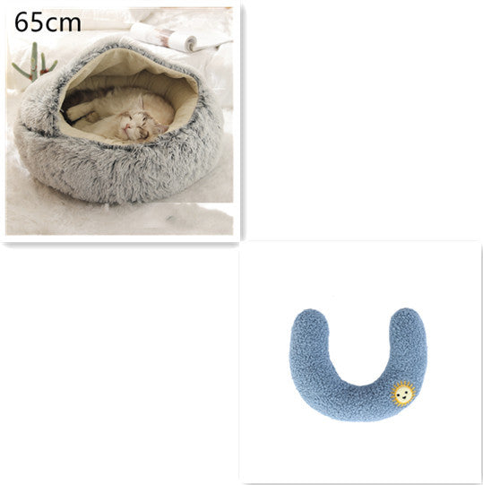 2 In 1 Dog And Cat Bed Pet Winter Bed Round Plush Warm Bed H | Other