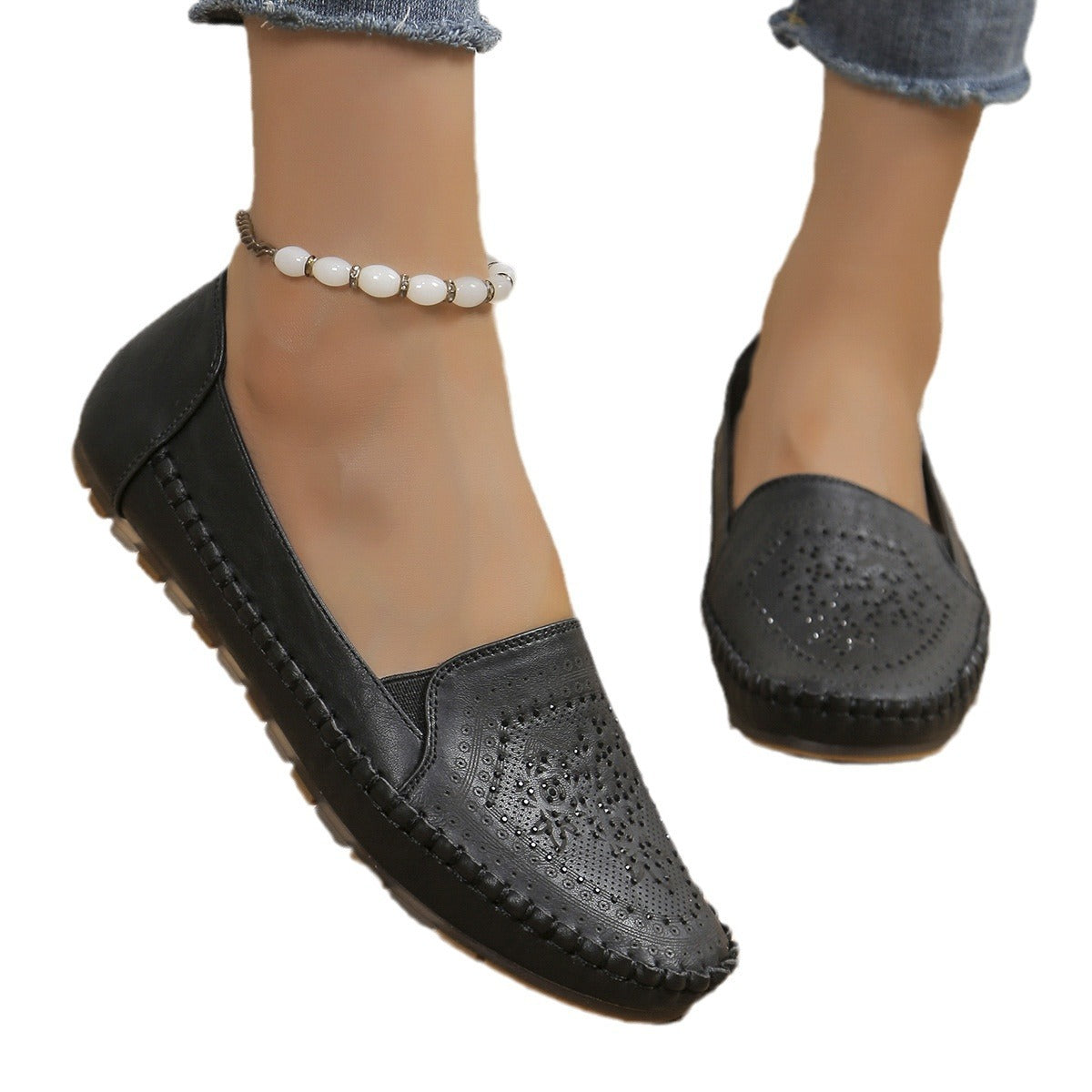 Handmade Stitching Gommino Solid Color Casual Women's Shoes | Shoes
