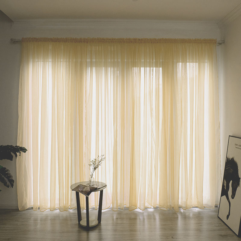 Simple And Modern Balcony Solid Color Gauze Curtain | Other