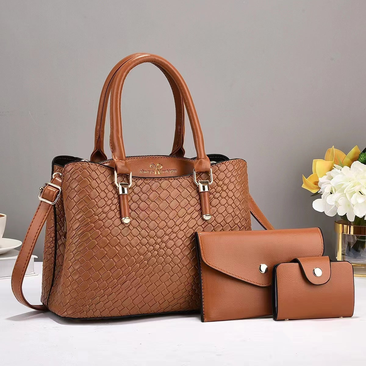 Woven Texture Three-piece Set Large Capacity One Shoulder Co | Other