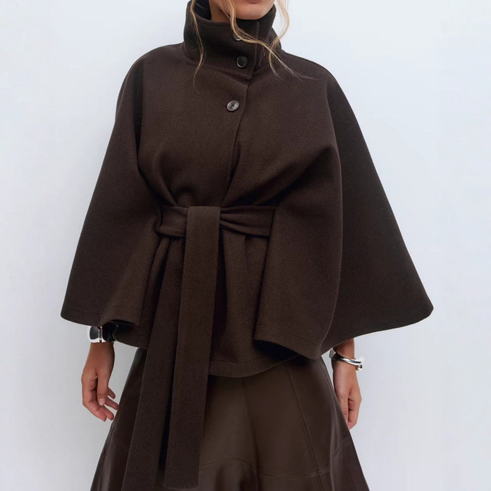 Winter High Neck Batwing Sleeve Coat With Belt Fashion Loose | Other