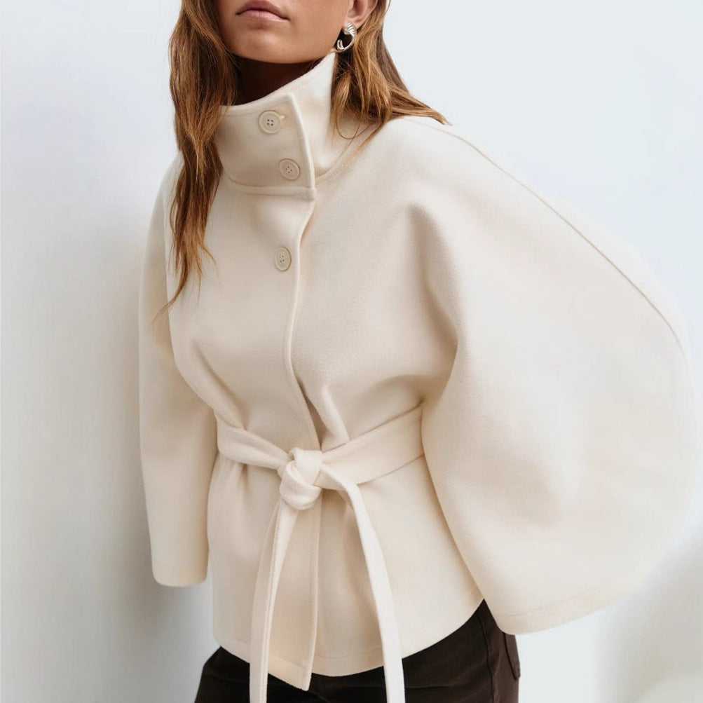Winter High Neck Batwing Sleeve Coat With Belt Fashion Loose | Other