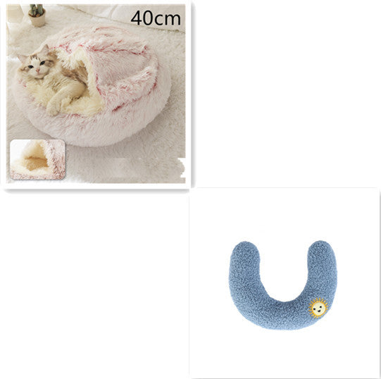 2 In 1 Dog And Cat Bed Pet Winter Bed Round Plush Warm Bed H | Other