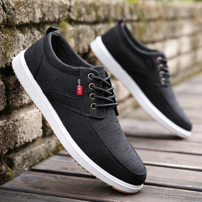 Men's Lace-up Canvas Shoes Casual Men Breathable Walking Fla | Shoes