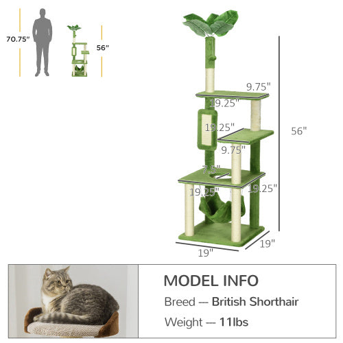 Pawhut 56 Cat Tree For Indoor Cats With Hammock, Cat Tower W | Other