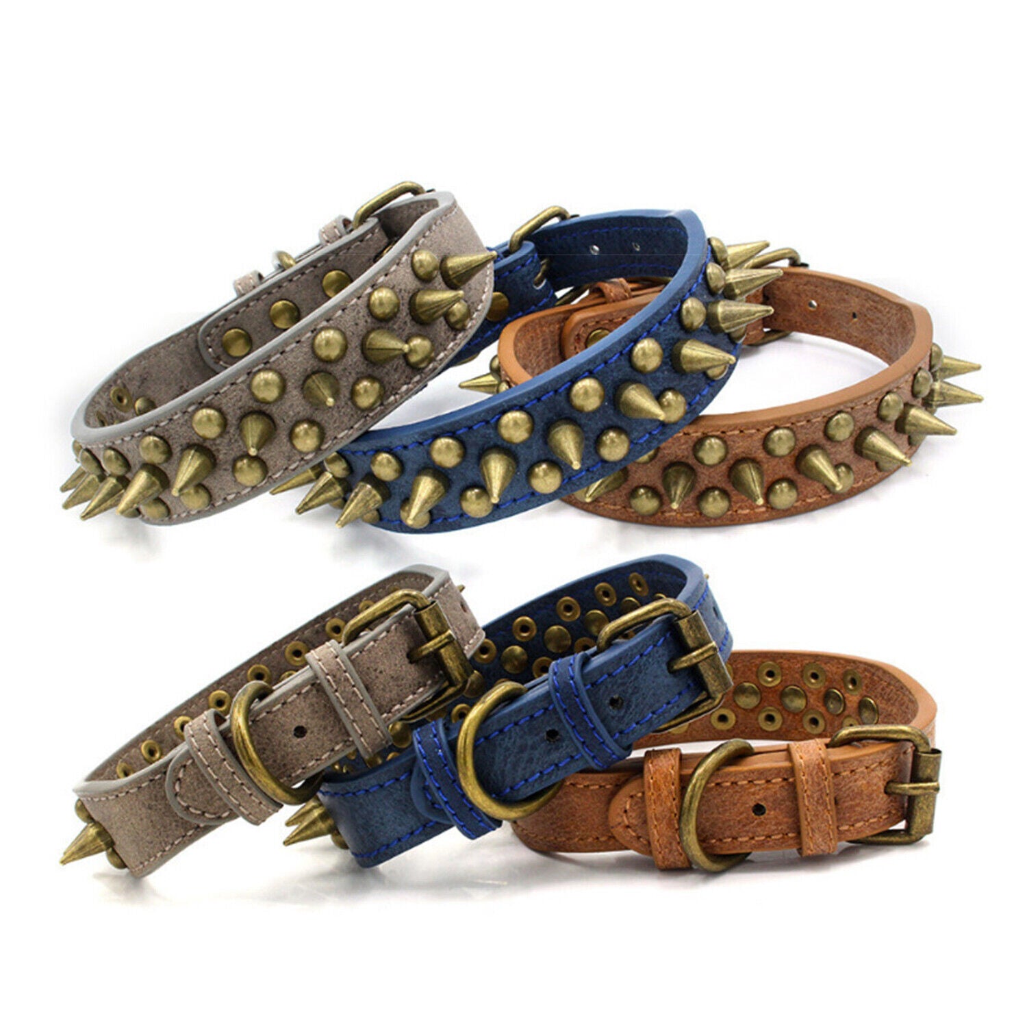 Retro Studded Spiked Rivet Large Dog Pet Leather Collar Pit | Other