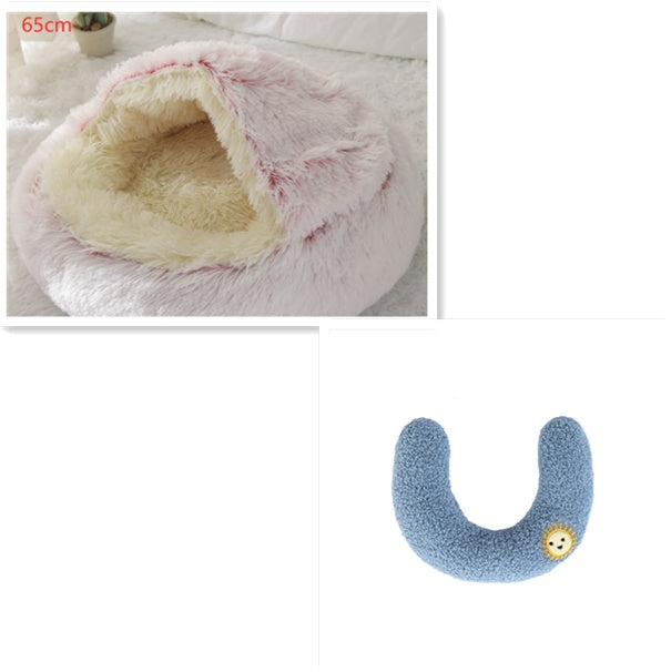 2 In 1 Dog And Cat Bed Pet Winter Bed Round Plush Warm Bed H | Other