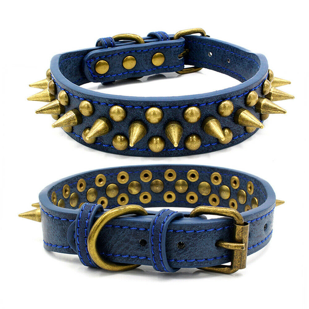 Retro Studded Spiked Rivet Large Dog Pet Leather Collar Pit | Other
