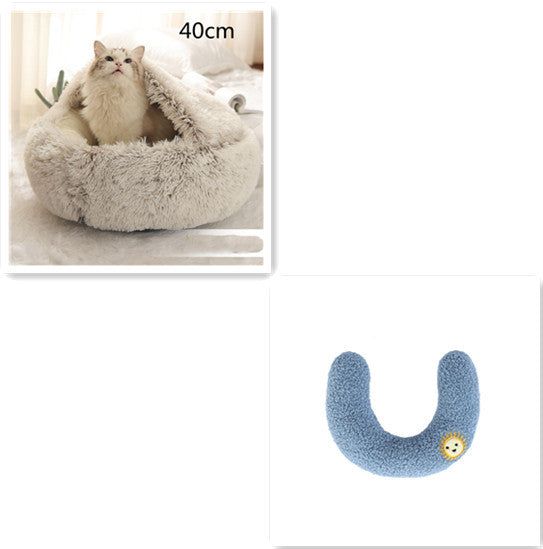 2 In 1 Dog And Cat Bed Pet Winter Bed Round Plush Warm Bed H | Other