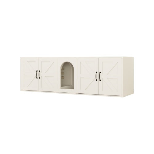 Modern Cat Litter Box Furniture With Double Room, Wooden Cat | Home & Garden