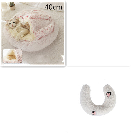 2 In 1 Dog And Cat Bed Pet Winter Bed Round Plush Warm Bed H | Other