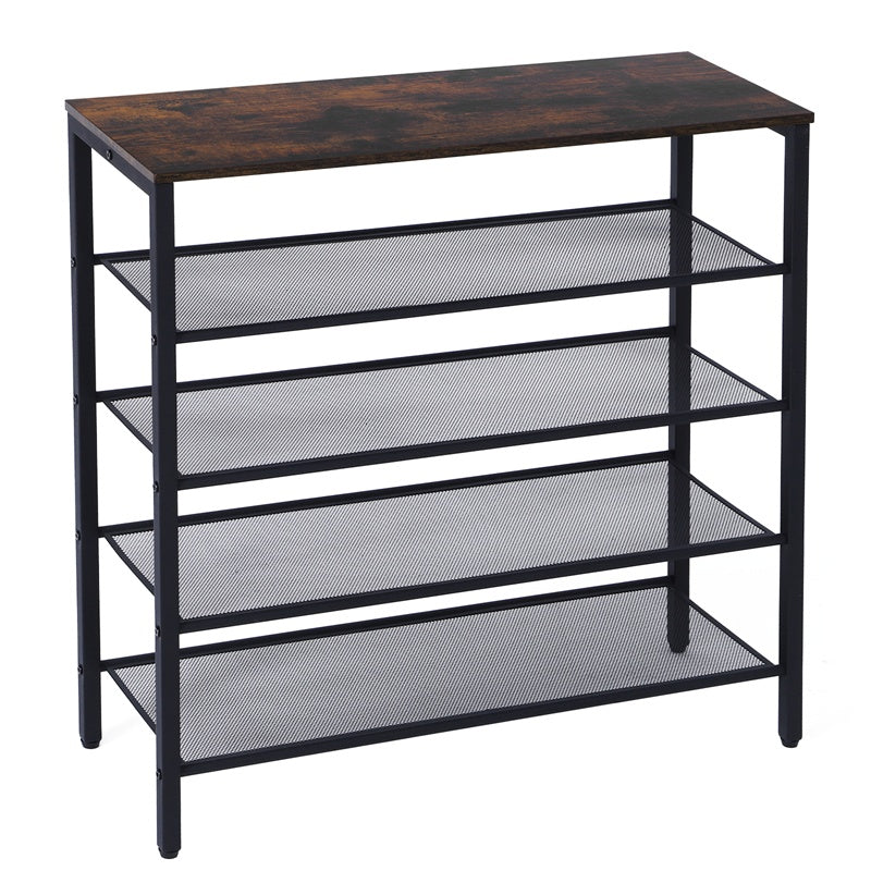 4-tier Shoe Rack With Grid Rack Wooden Rustic Foyer Shoe Rac | Other