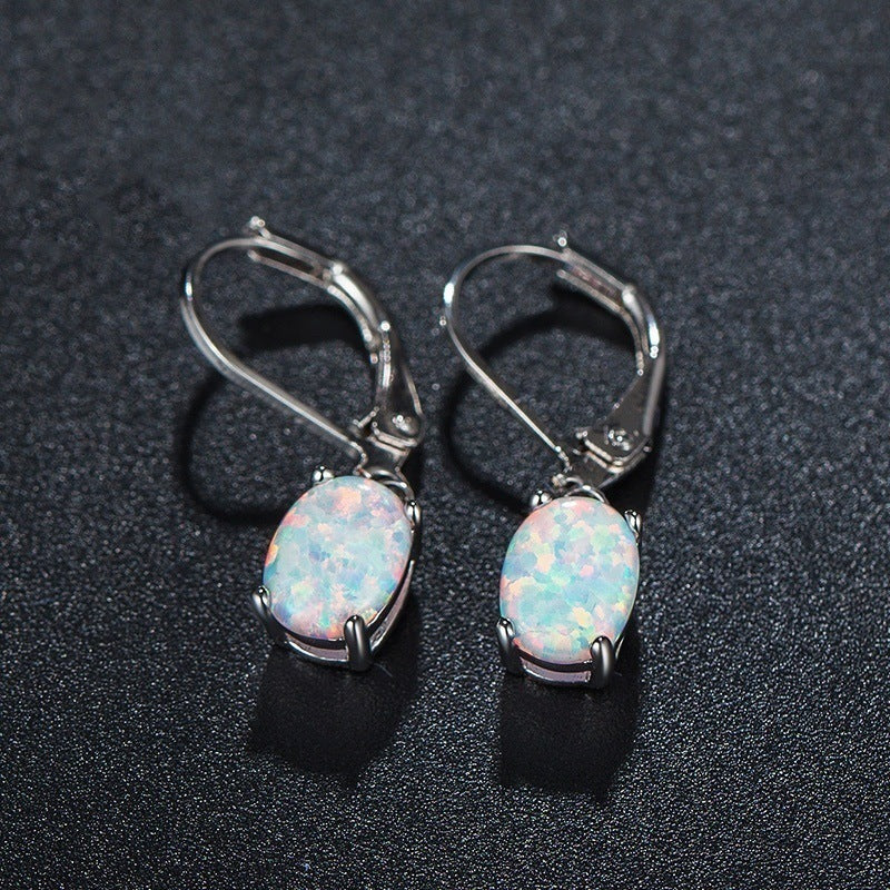 Four-claw Oval Opal Earrings European And American Ornament | Jewelry & Accessories