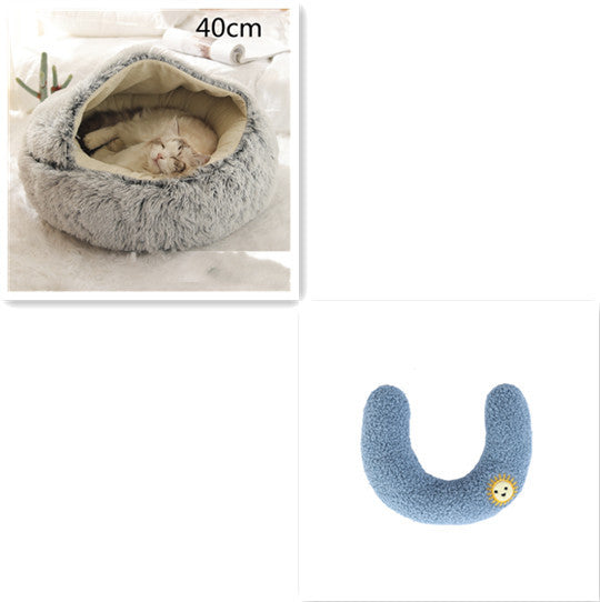 2 In 1 Dog And Cat Bed Pet Winter Bed Round Plush Warm Bed H | Other