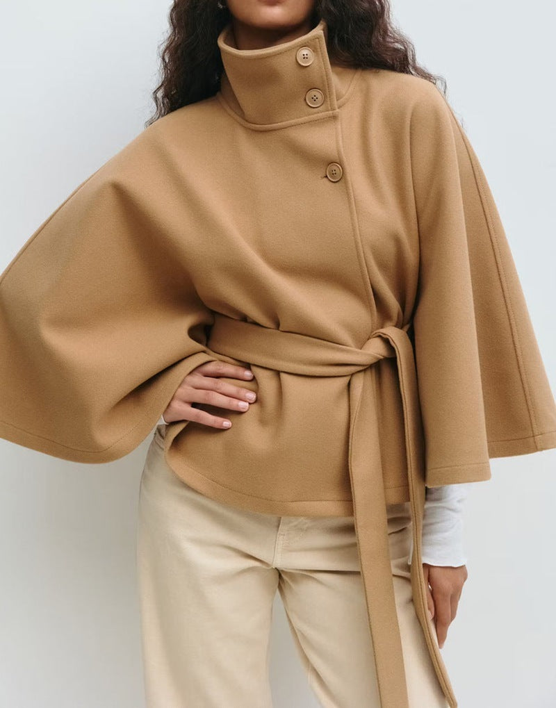 Winter High Neck Batwing Sleeve Coat With Belt Fashion Loose | Other