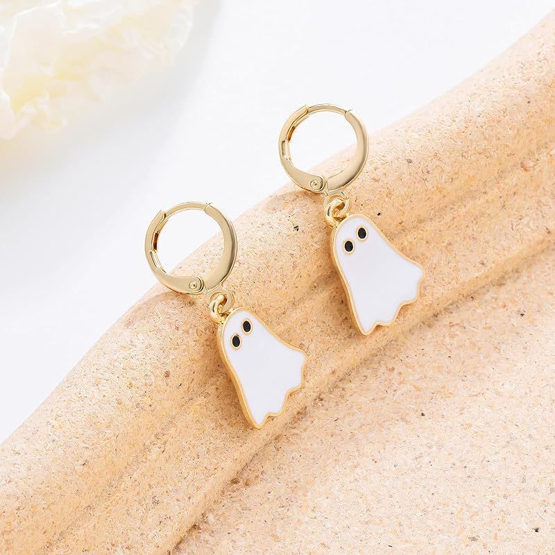 Halloween Ghost Earrings For Women Gold Ghost Huggie Hoop Ea | Jewelry & Accessories