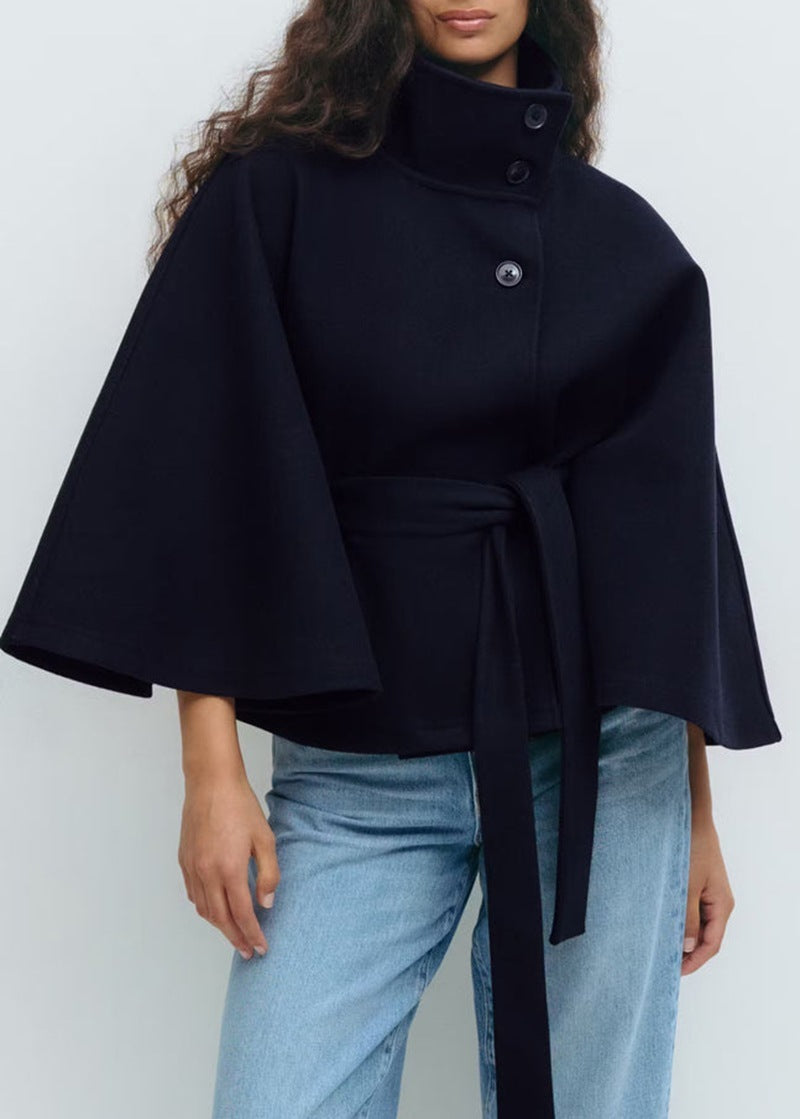 Winter High Neck Batwing Sleeve Coat With Belt Fashion Loose | Other