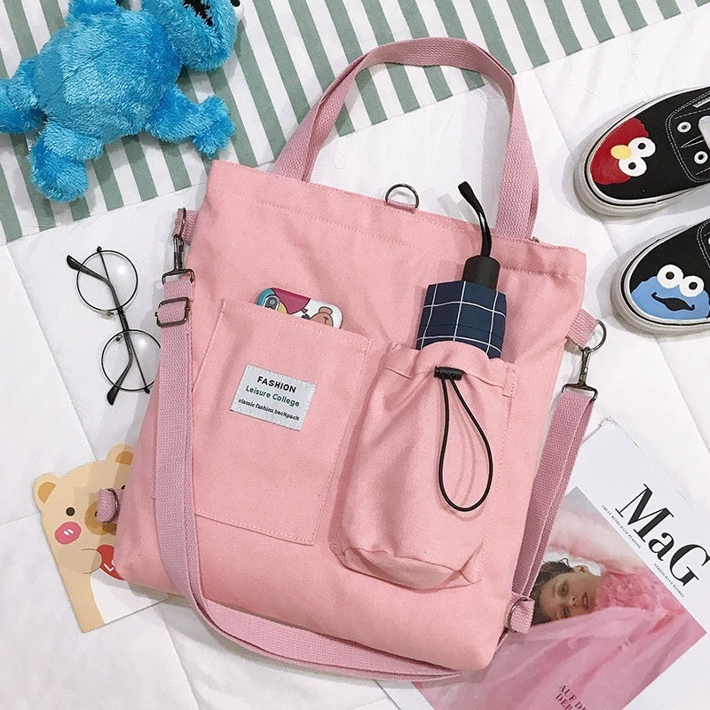 Harajuku Canvas Bags Students Handbag With Pockets Preppy Bu | Luggage & Bags